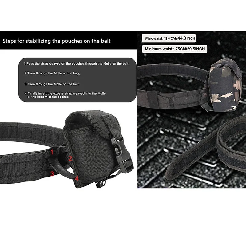 High Density Material Multi Function Tactical Belt with Quick Release Accessory Pouches Duty Belt for Men Modular Equipment