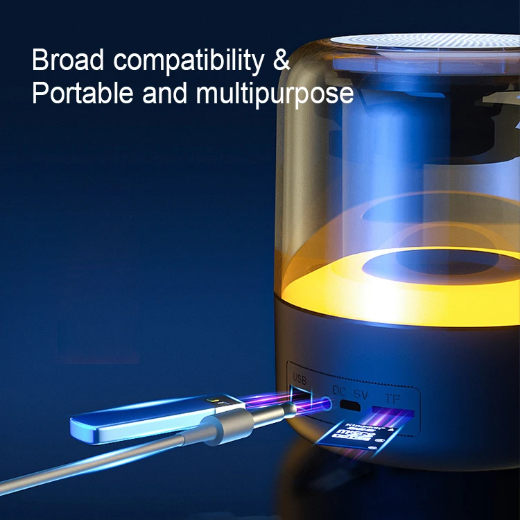 New Design BT Function Speaker USB TF Card FM Portable Wireless Speaker With Colorful LED Light