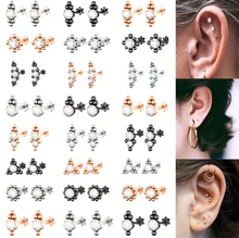 10Pcs/set Full Crystal Ear Tragus Piercing Lip Labret Plug Stainless Steel Earrings Studs Helix Piercing Cartilage Body Jewelry
