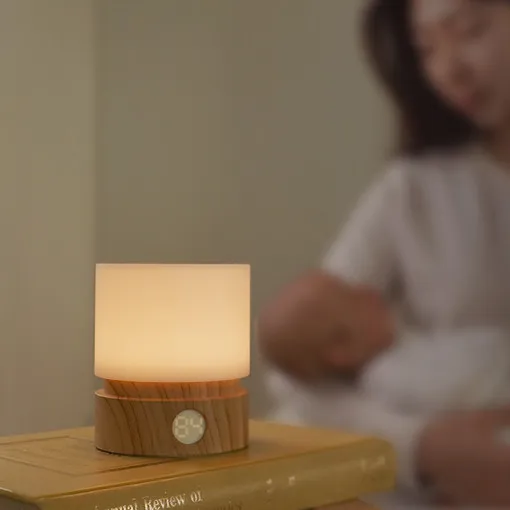 creative timing usb night lamp digital display bedroom nursing nightlight dimming charging bedside rotating night light