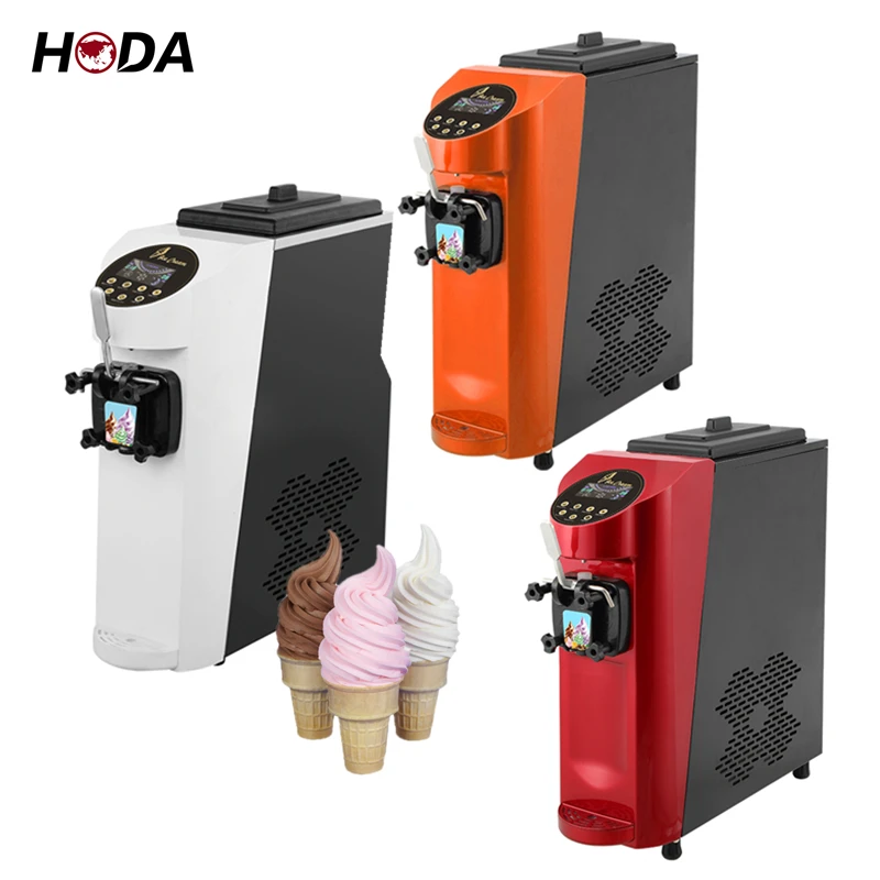 Mini Small Soft Ice Cream Maker Machine Price of Counter Top Softy Machine Parts Counter Top Cylinder Battery Operated Spares