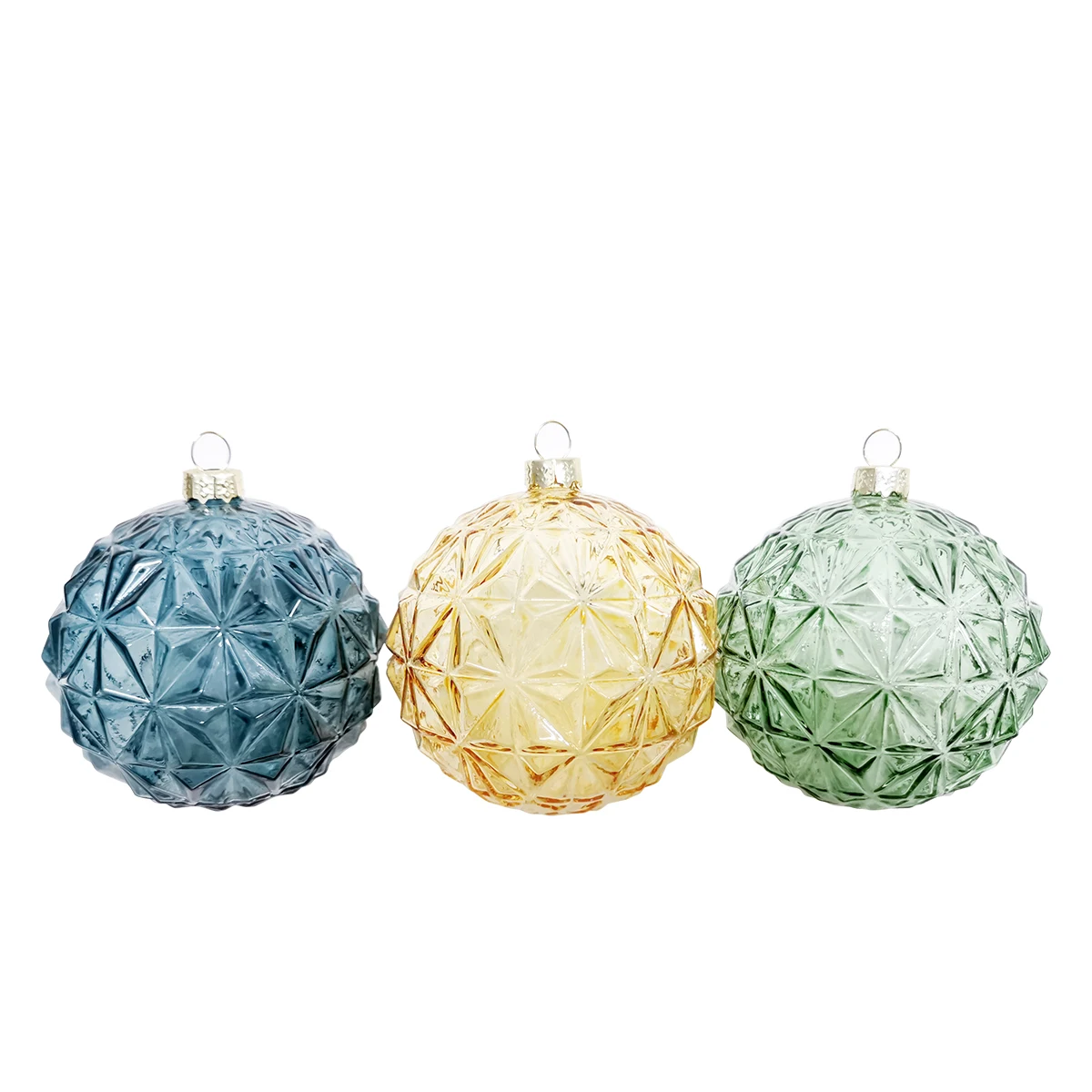 Custom personalised clear cut glass handmade hanging Christmas tree  ball ornament pendant set manufacture details