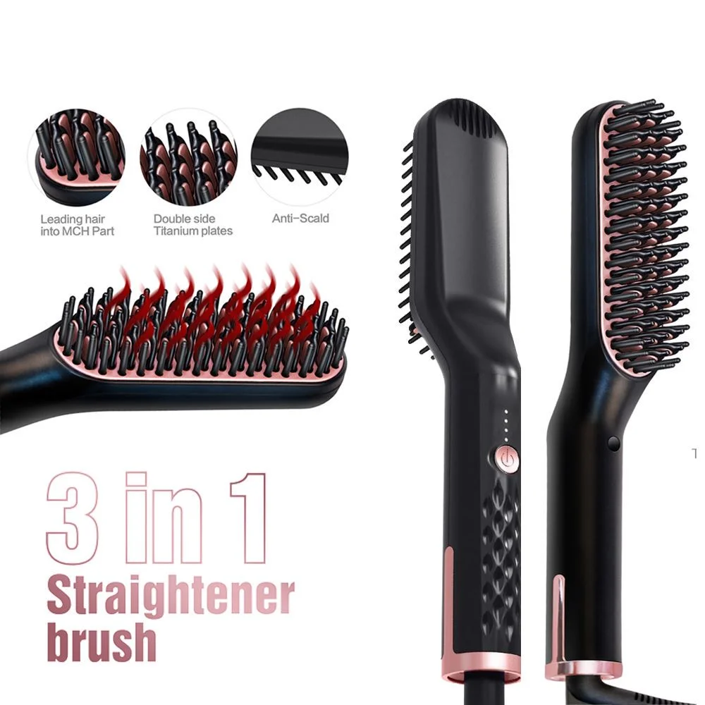 Piastra Pettine Uomo Barba Capelli Styling Lisciante Elettrica Spazzola Hair - Foto 4