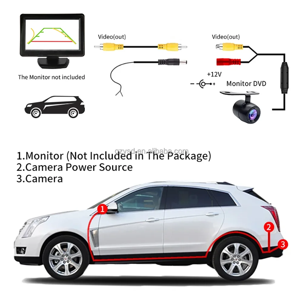 Free Sample Ip68 Waterproof Car Front View 120  Degree Camera Car Bumper Camera 18.5mm Mini Hidden Rear View Reverse Car Camera
