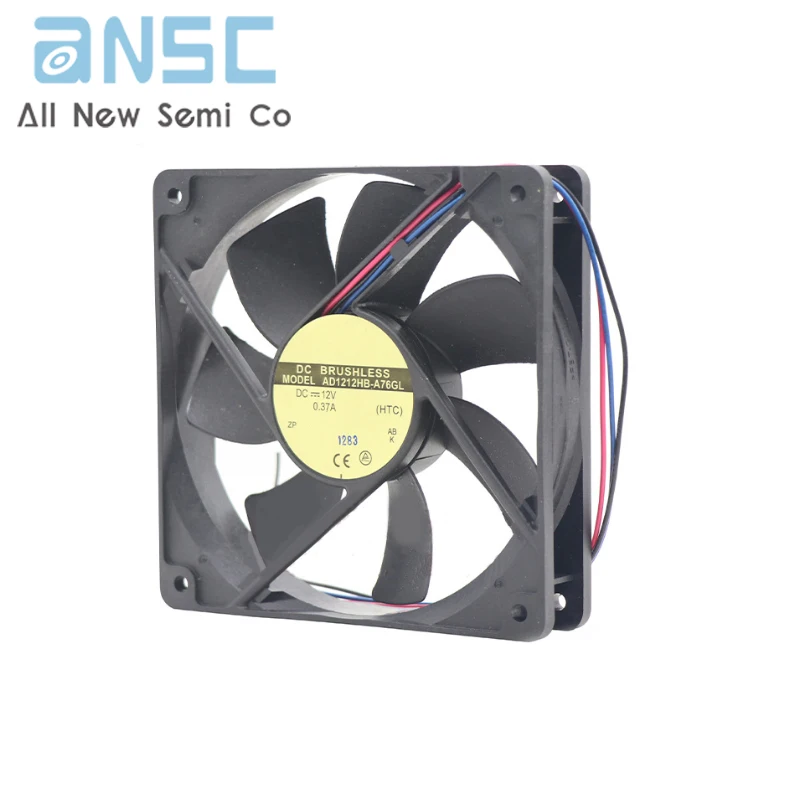 Original Axial flow fan AD1212HB-A76GL(HTC) 12V  120*120*25mm 0.37A Three-wire speed measuring fan for ventilation and cooling