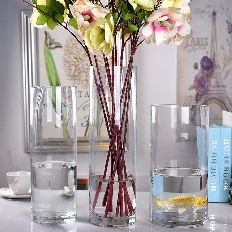Vasetto In Vetro Soffiato A Mano Con Bocciolo, Altezza 20 Cm - Decorazione Trasparente Artigianale Per Fiori, Casa E Ufficio