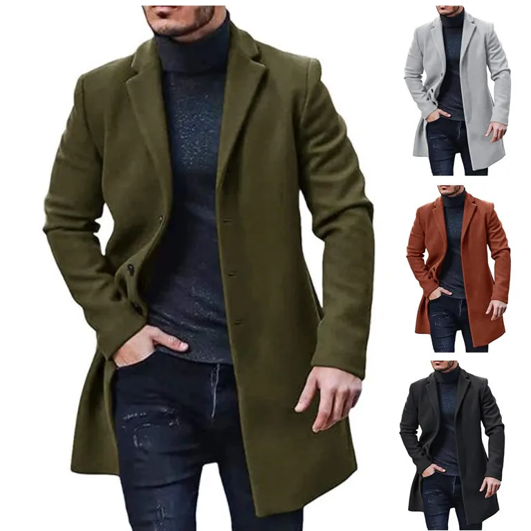 Fall/Winter new men's thick multi-color multi-size trench buckles long coat for men winter coats_voghion.com