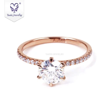 Tianyu jewelry women half eternity solid 14k 18k rose gold moissanite wedding rings