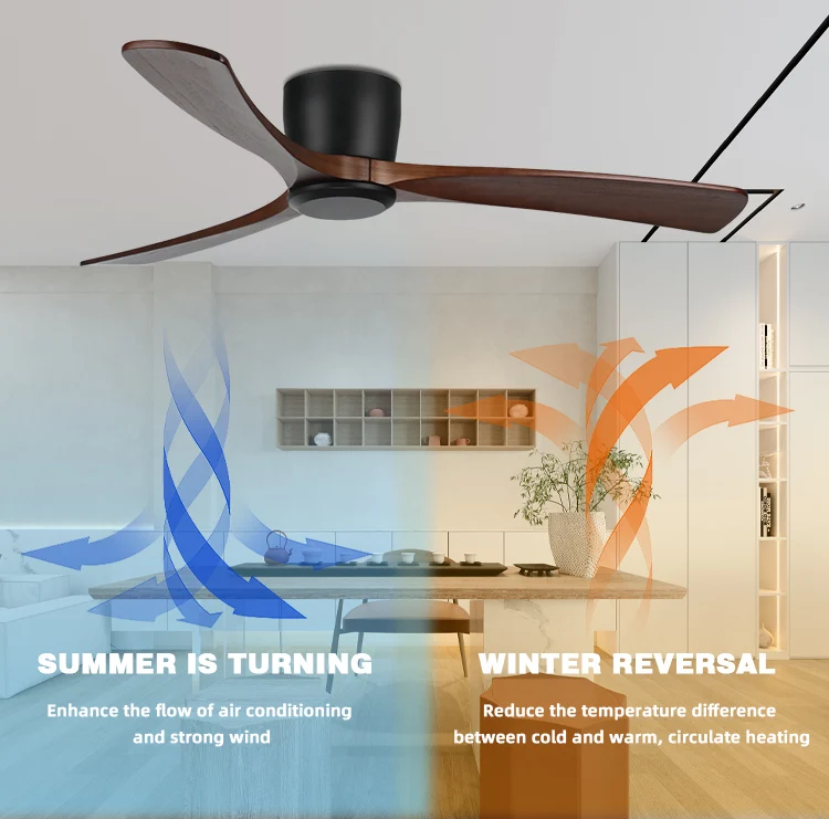 Indoor Modern Decoration Remote Control 3 Blade Solid Wood Ceiling Fan ...