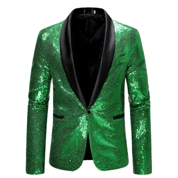 Costume sequin metallic slim blazer suit with set for disco party outfit Version Casual Stage Blazer Mens Coat