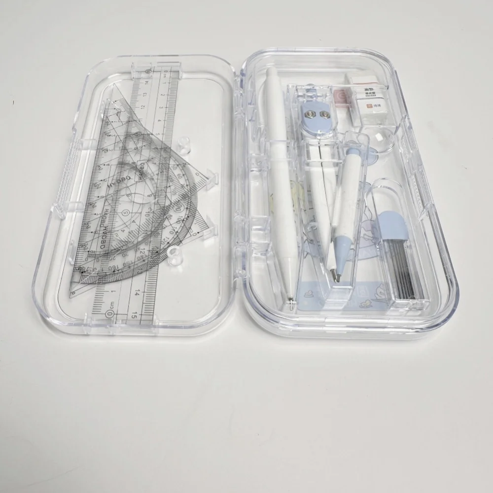 Набор компас математической геометрии 8 шт. включает компас, механический карандаш, 4 линейки, ластик, набор ручек для математики