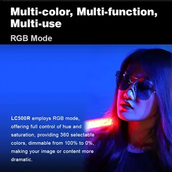 Godox LC500R RGB LED Light Stick 2500K-8500K Bi-Color Full Color Lighting Effects CRI 96 TLCI 98 with Remote Control & Barndoor detail image