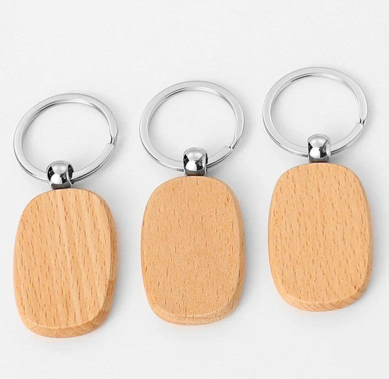 In Stock Blank Key Chain Cheap Custom Personalized Funny Cute Design Olive Wood Carving Couple love Keychain