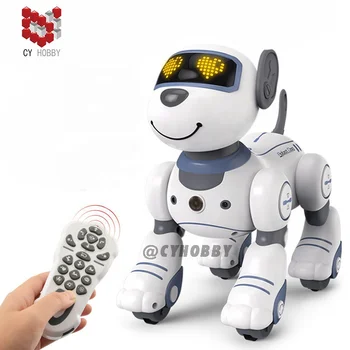 CYHOBBY Remote control toy robot walking toy dog pet dog with Gesture induction programming light and  music dancing