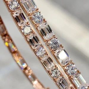 OEM Lab Created Diamond Bracelet - 9K/18K Solid Gold 2mm/3mm Chain, Tennis & Cuban Styles, Fancy Shape Stones for Ladies