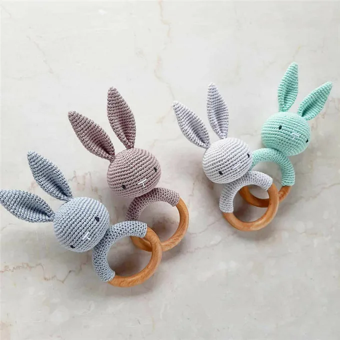 Новинка W6398 новорожденный игрушечный узор кролик погремушка Мягкий Кролик для ребенка крючком детское погремушка кольцо