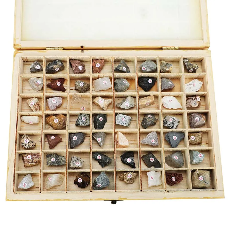product customized natural mineral rock specimens box set wholesale rough crystal specimen stones science education kit medical science-9