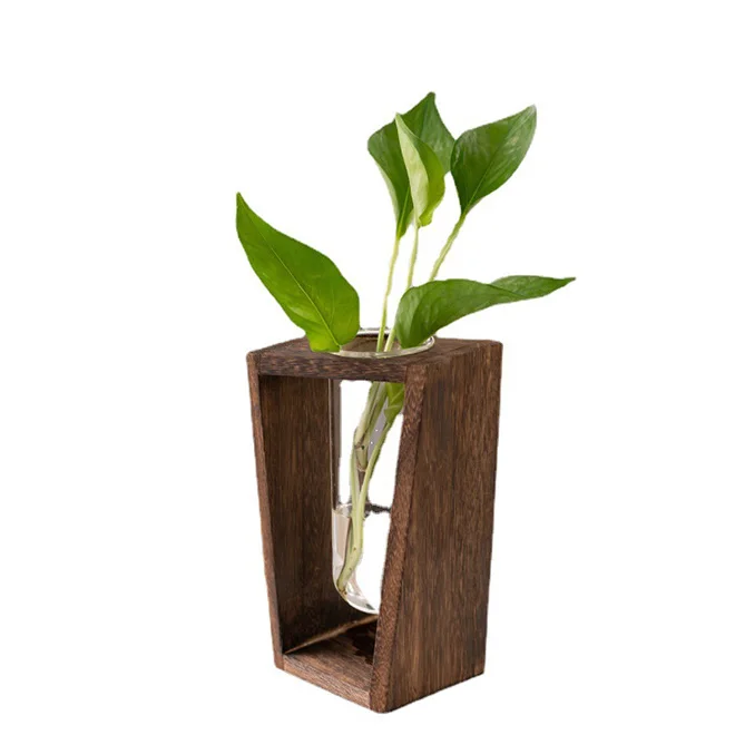 Dropship Plant Terrarium With Wooden Stand Frame Glass Vase Plant Terrarium  for Hydroponics Plants Home Garden Office Decoration