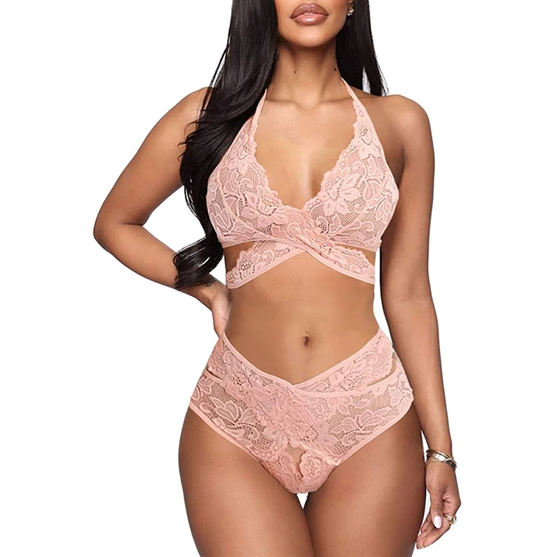 Cut Out Lace Cupped Bralette and Panty Lingerie Set