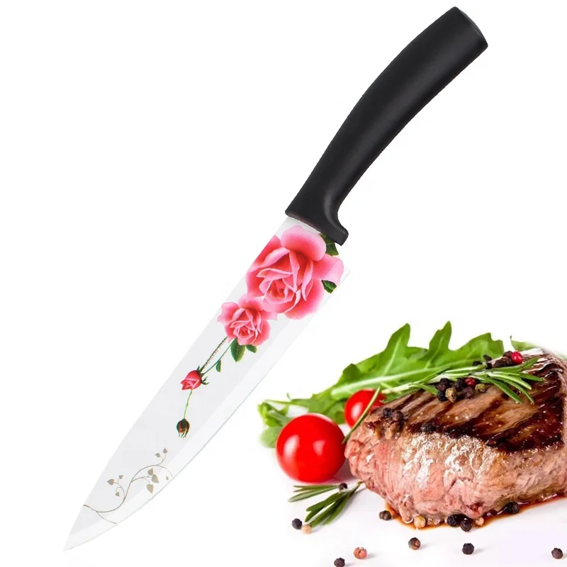 Buy Wholesale China Low Moq Green Handle Laser Pattern Fruit Barbecue Meat  Brisket Cutting Utility Kitchen Knives Set & Kitchen Knife Set at USD 41.48