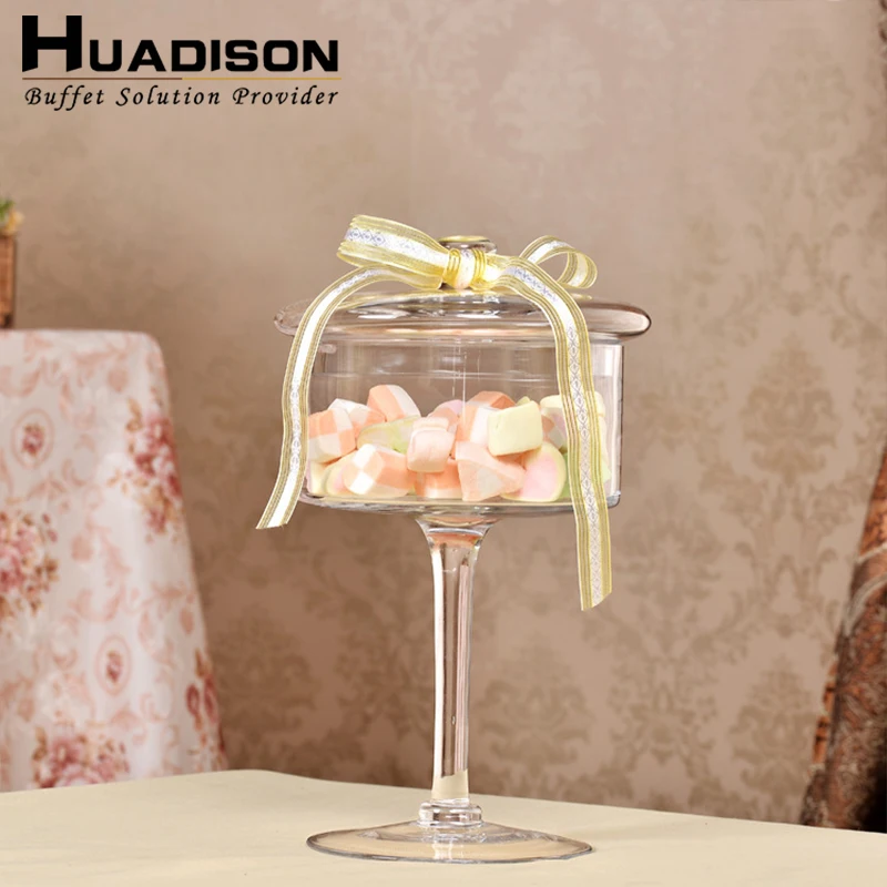 Huadison Catering Equipment Luxury Wedding Decorations showcase Dessert Riser Banquet Buffet Display Glass Stand for Party