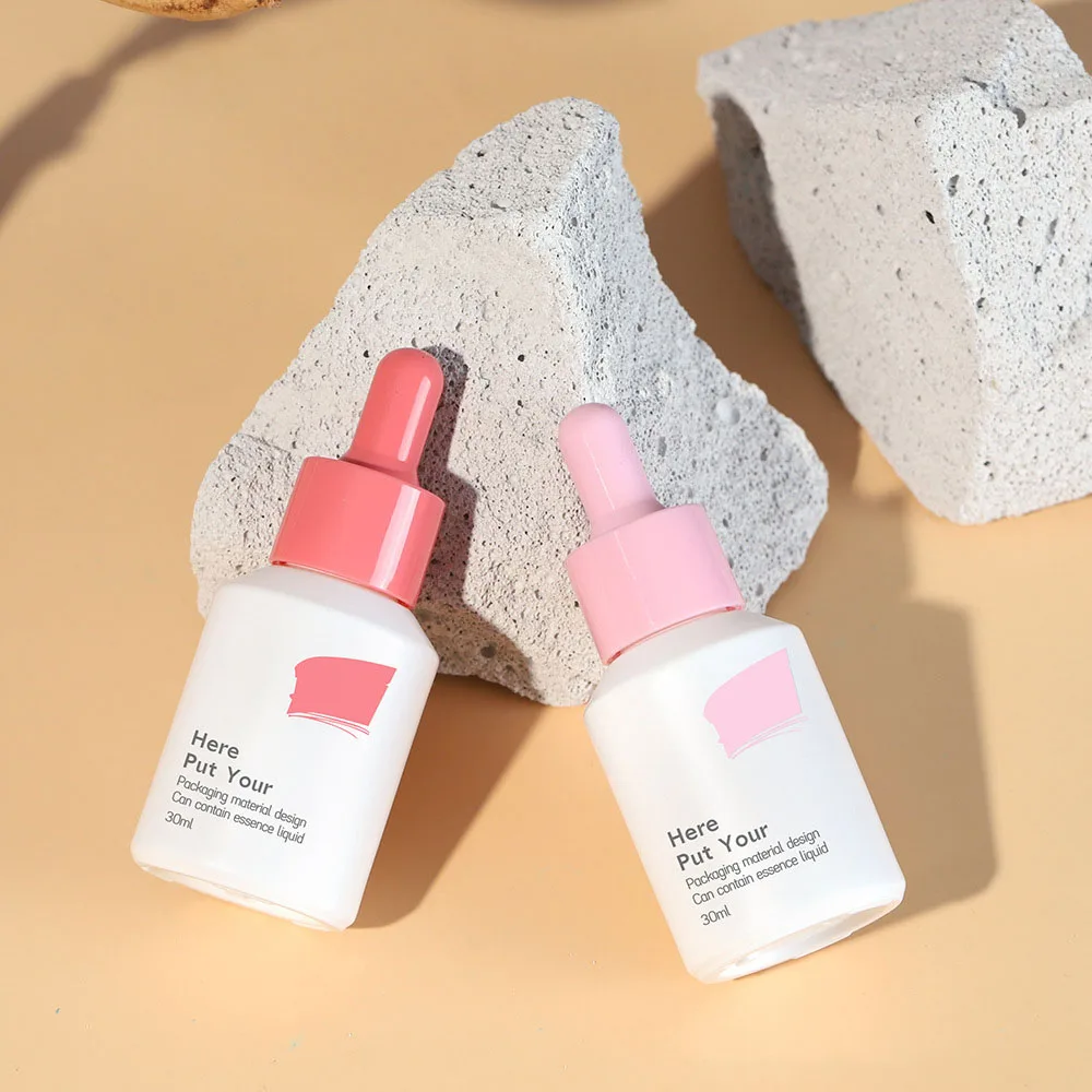 30ml 50ml Cosmetic Skin Care Essential Oil Essence Packaging Frosted Glass Flat Shoulder Matte Serum Dropper Bottle