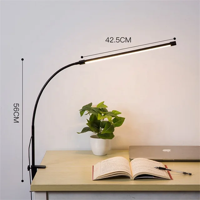 Newest Eye-caring Bedroom Table Desk Lamp Flexible Slim Arm Dimming Led Office Desk Lamp With Clamp