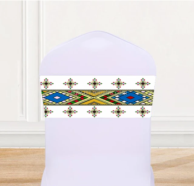 Custom any design Text Chair Sashes ethiopia table runner place mat Chair Bands Chair Ties for Party Banquet Event Decorations