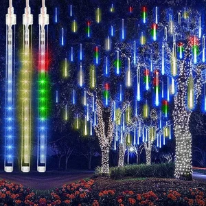 Led Light 8 Tube 30cm Meteor Shower Rain Lights in Falling Rain Fairy Solar String Lights Holiday Party Home Outdoor Decoration