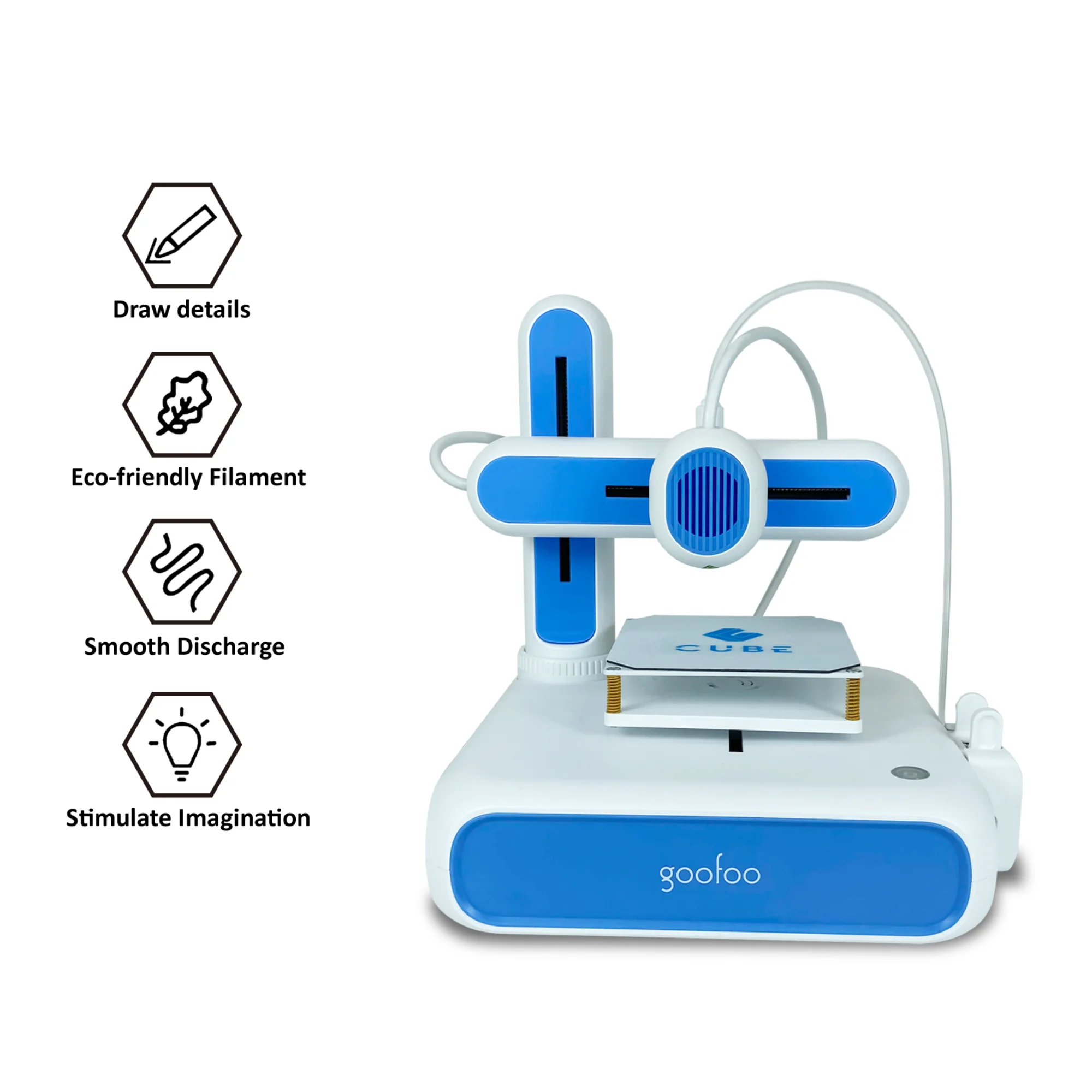 Goofoo Automatic 3D Printer for Kids & Toys - CUBE, PLA, CE