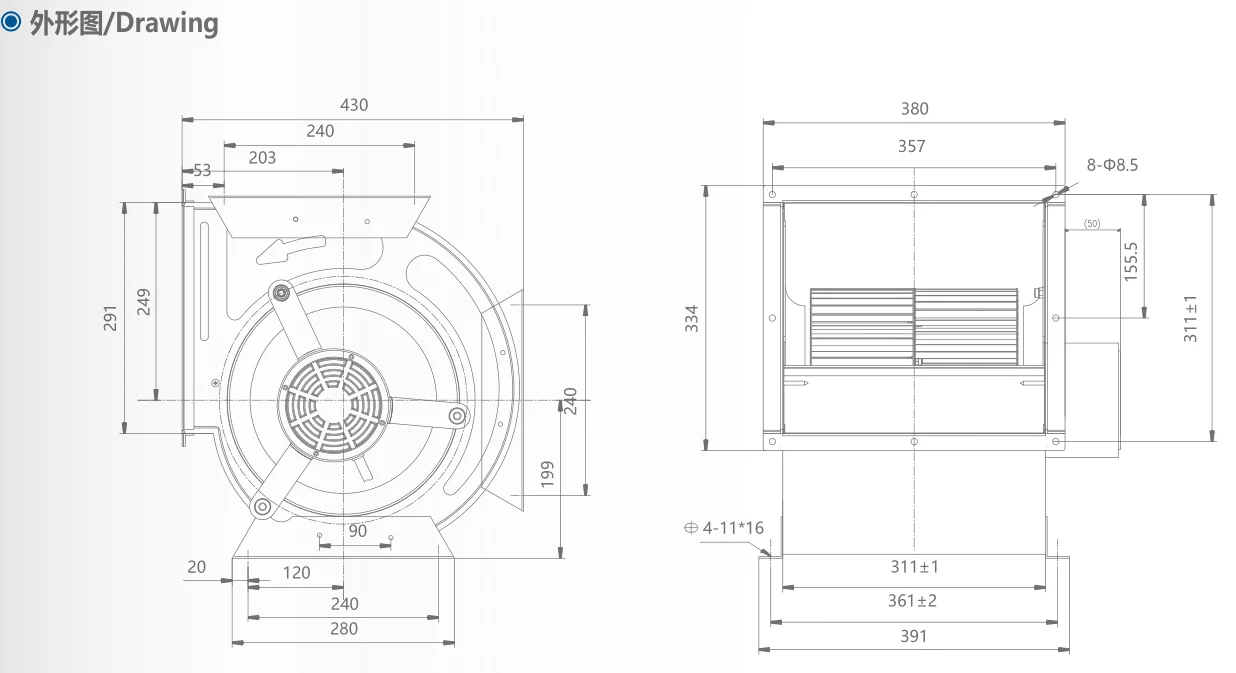 10 inch fan Ventilation Industrial Air Blower Cooling Centrifugal Fan