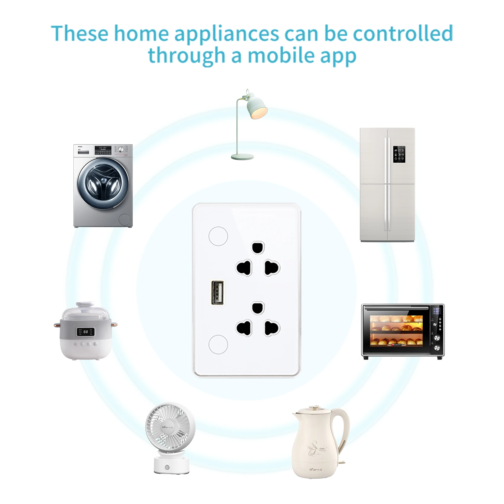 DUOMEI US Standard Smart Socket Tuya WiFi Smart Touch Panel Switch and Dual Socket