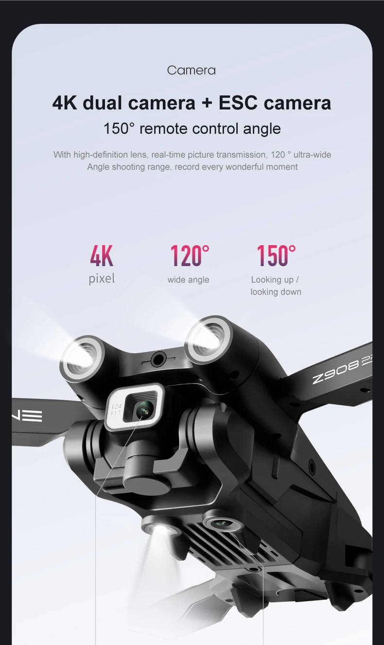 Z908 Pro  2.4G WIFI Mini 4k Professional Obstacle Avoidance Helicopter Remote Control Quadcopter RC Toy