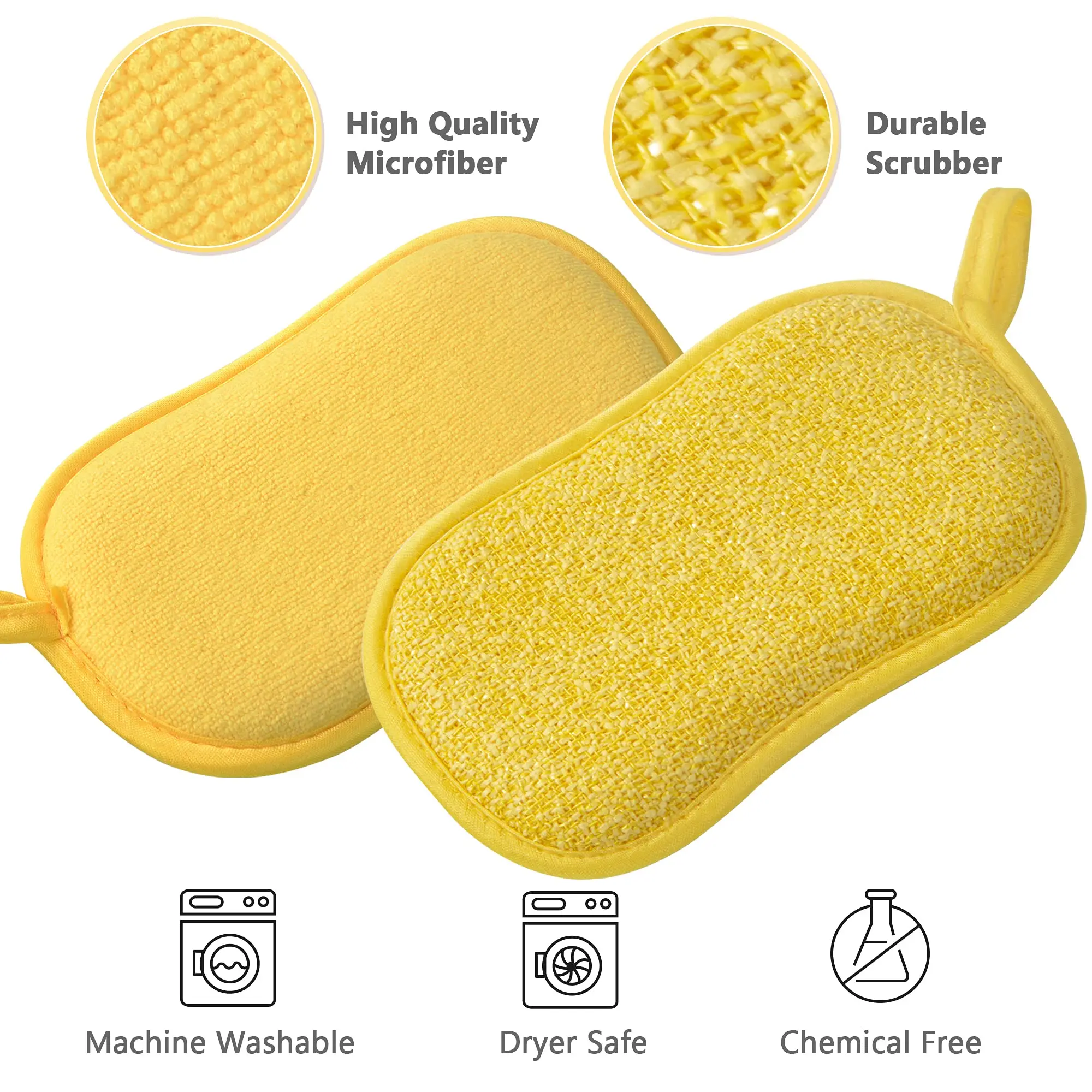 Multi-purpose Kitchen Microfiber Scrub Sponges Scouring Dishes Cleaning ...