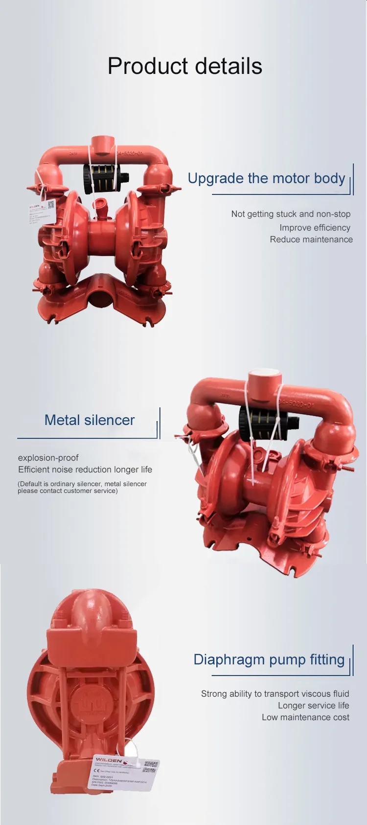 T2 T4 T8 T15 P2 P4 Aluminum Wilden AODD Pump Air-Operated Double Pneumatic Diaphragm Pumps supplier