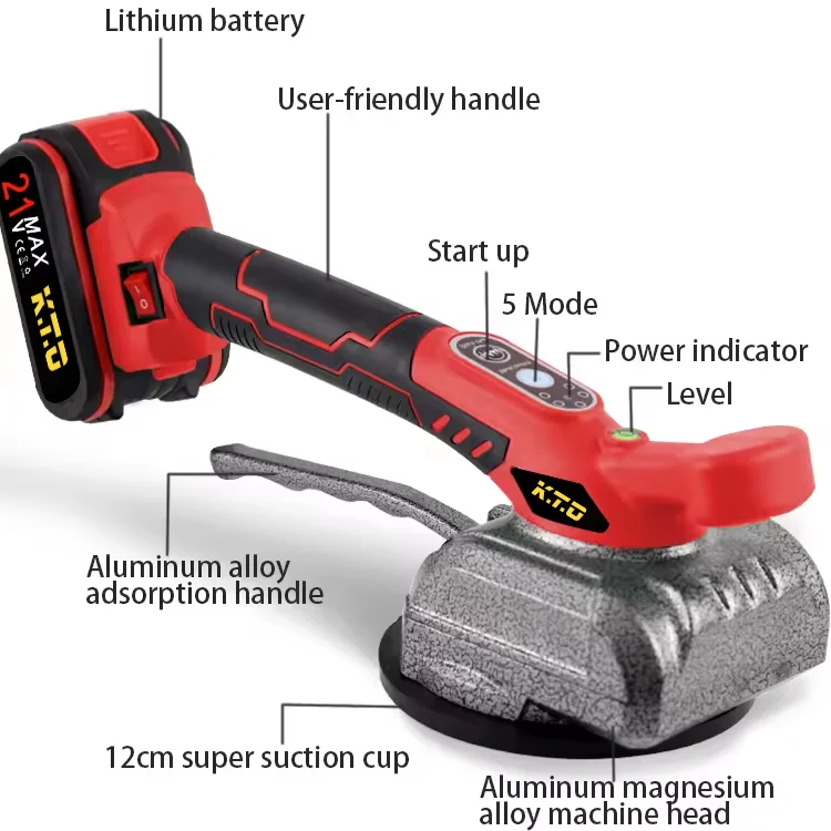 21v Automatic Tile Vibrator Leveling Machine 5 Speed Adjustable Suction Cup  Hand-held Tile Vibration Tiling Machine