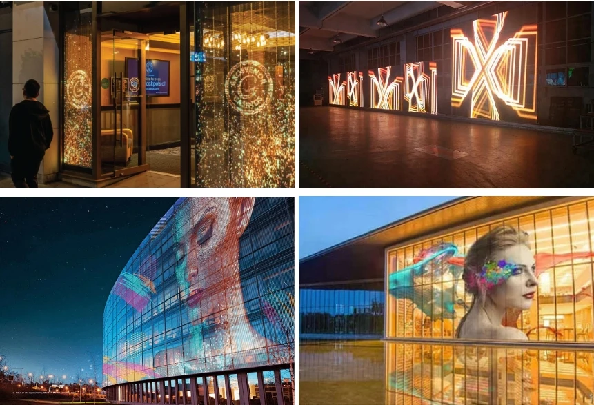 Ecran LED Transparent P10 P8 Souple Autocollant Pour Vitrine Publicitaire Film LED