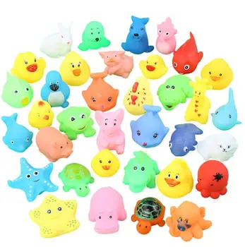 Baby Cute Animals Bath Toy Lovely Mixed Animals Colorful Soft Rubber Float Squeeze Sound Squeaky Bathing Toy For Baby