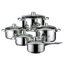 Factory Kitchen 10pcs Stainless Steel Cooking Pots Induction Hot Pot Sauce pan Casserole Stock Pot Cookware Set