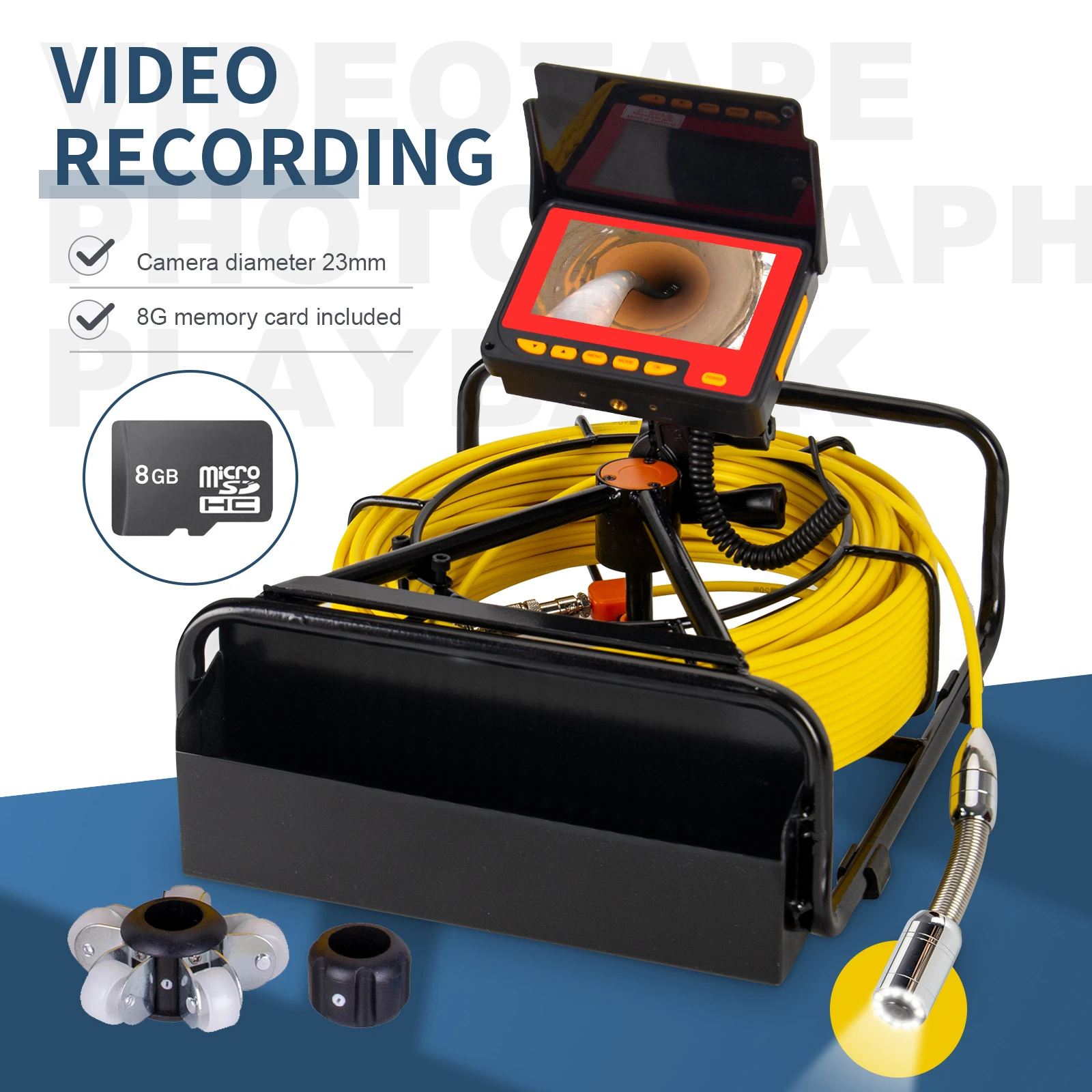 Camera pentru tevi de canalizare de la fabrica cu inregistrare video de 16 GB, Ecran de 4,3 inch Camera de inspectie pentru instalatii sanitare din China