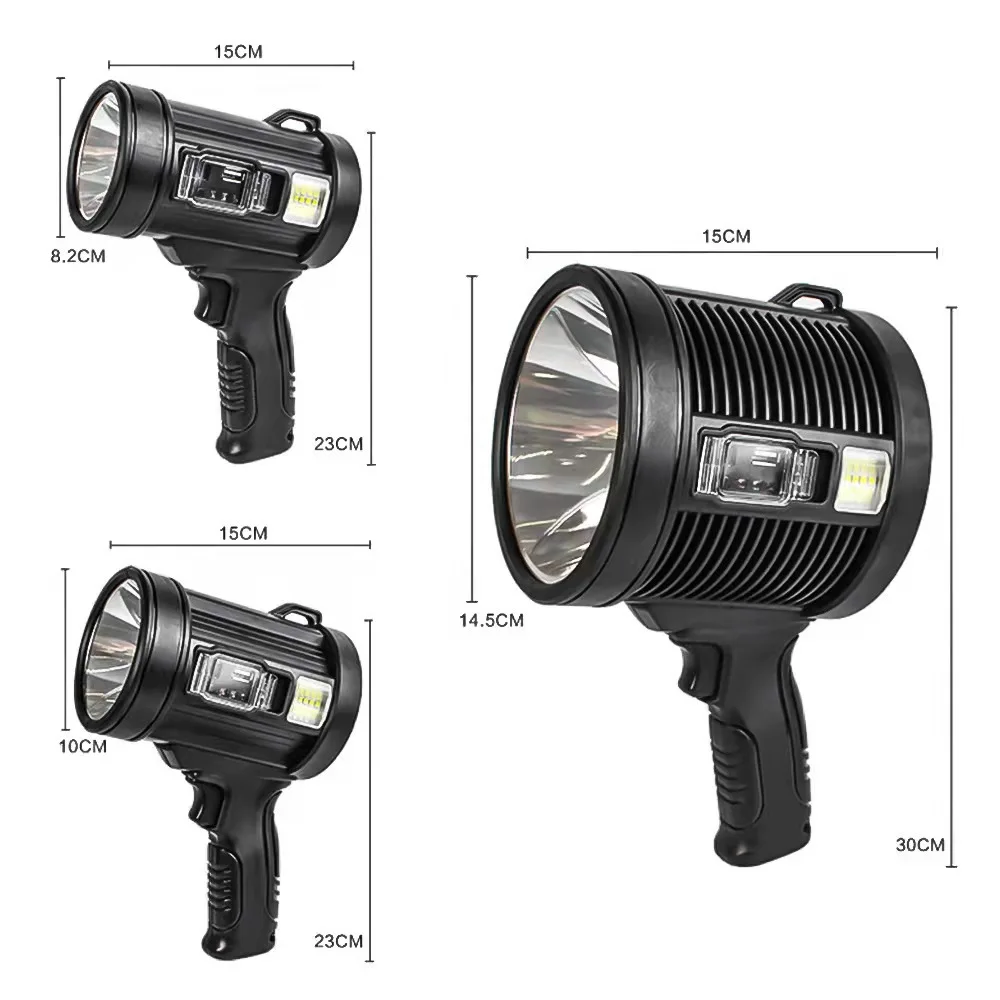 Waterproof Handheld Strong Light Searchlight Built-in Battery Spotlight for Fishing Hunting Patrol Light