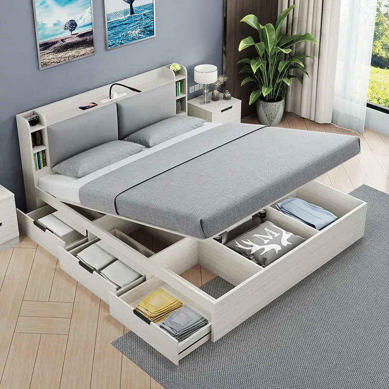 Modern Mdf Wood Bed Frame Couch Sofa Bed With Storage Bedroom Sets