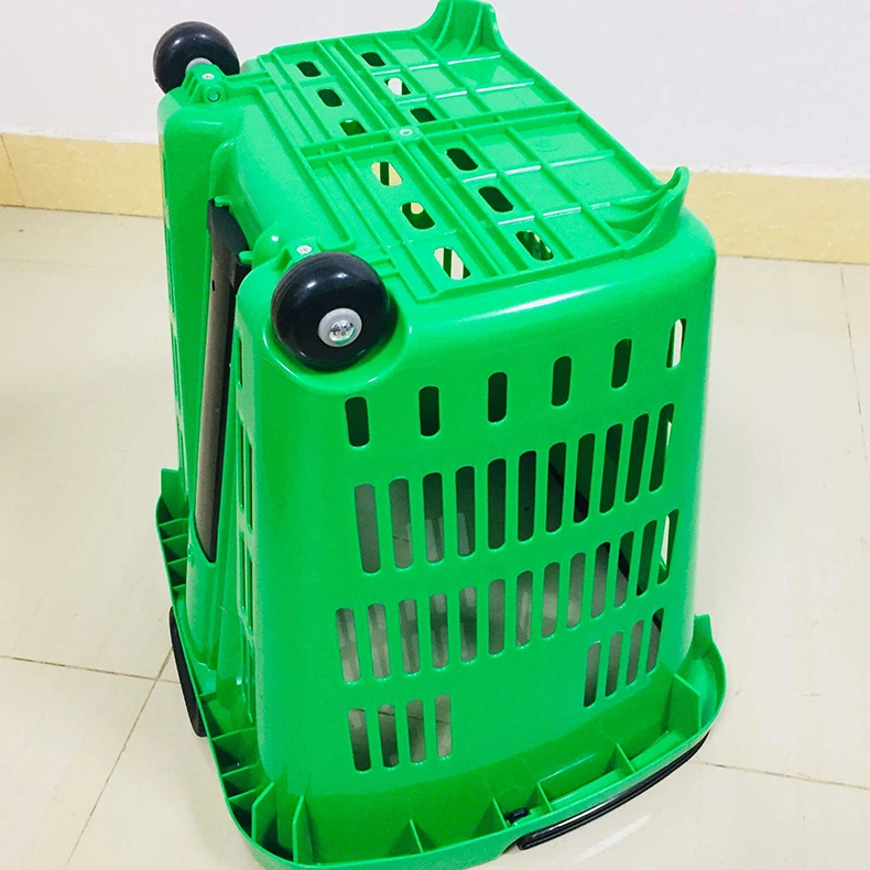 50L Wholesale Market Basket 50L Large Size Customized Colors Plastic Shopping Basket Trolley with 2 Wheels factory