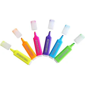 Minimalist Student Stationery Bright Fluorescent Markers Highlighter Pen with Flat Brush Tip Office Supplies Made From Plastic
