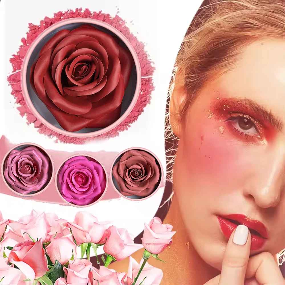 4 Color Face Cheek Blusher Makeup Blusher 3d Rose Petal Flower Blush