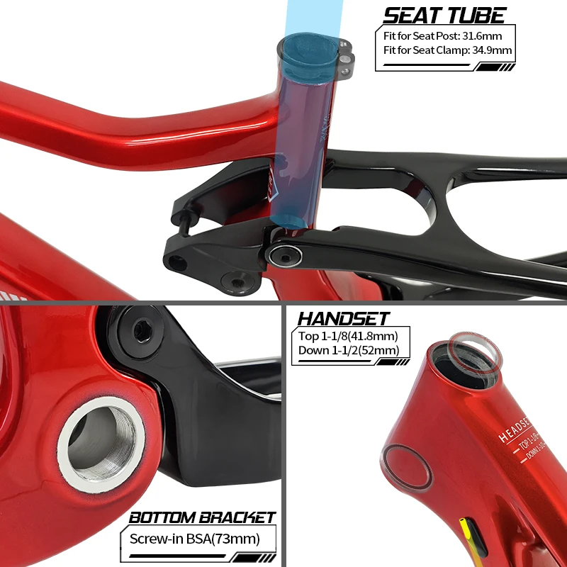 BXT 24er Carbon Fiber MTB Frame Full Suspension Kids Bike