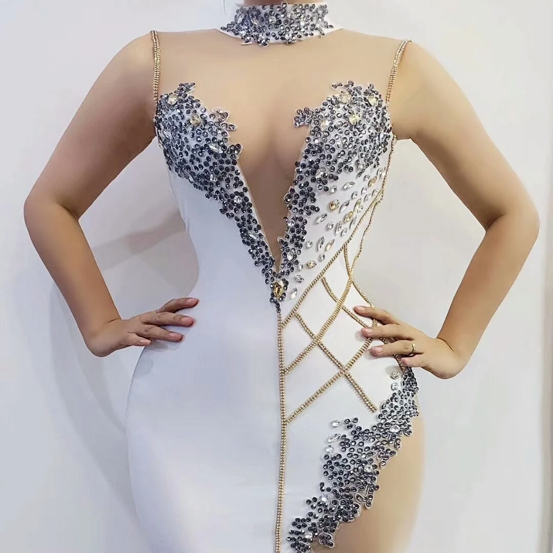 Sparkly Crystal Nude Dress Women Rhinestone Prom Evening Costume Dress  Birthday Celebrate Singer Dancer Show Dress - Buy Birthday Dress,Evening  Dresses,Prom Dress Product on Alibaba.com