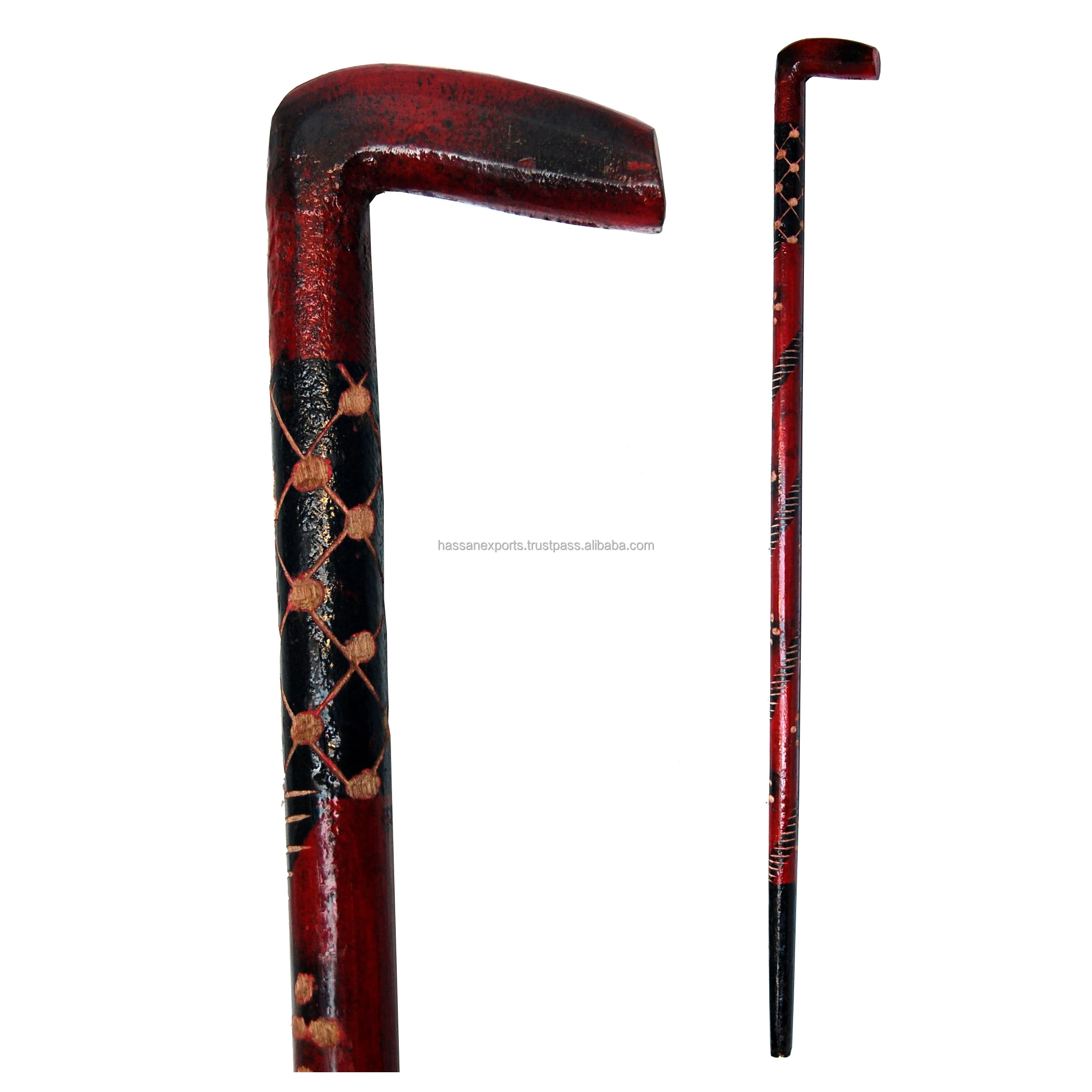 Old Man Use Wooden Walking Stick With Anti Slip Brass Handle Polish