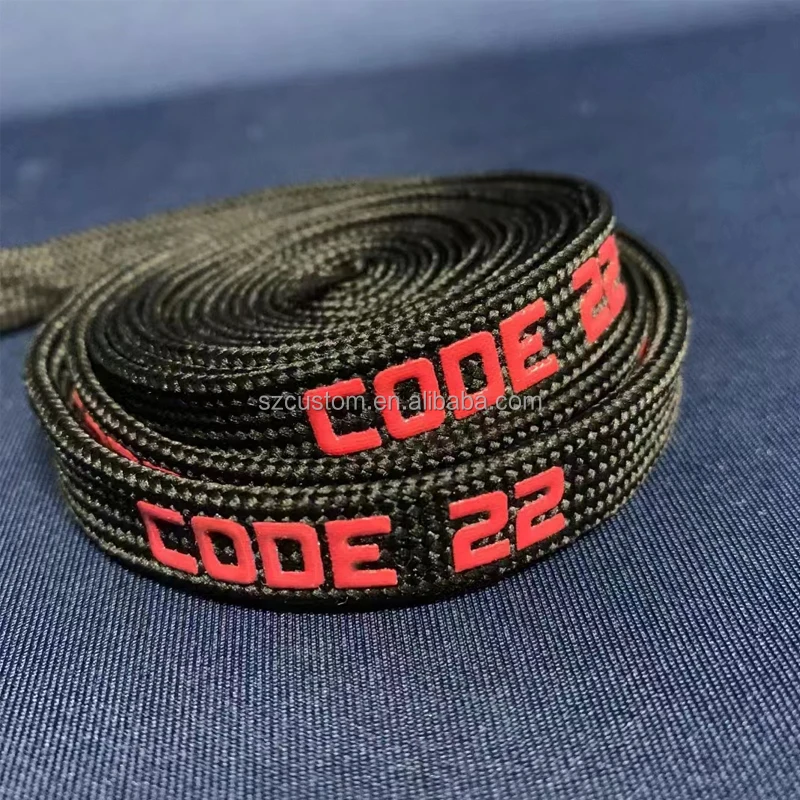 Black Drawstring String Custom Printed Black Drawcord Hoodie String - 10mm Width