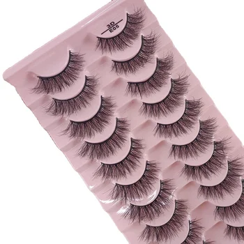 10 Pair Set Soft Fluffy Lashes Faux Mink Eyelashes Handmade Natural ...